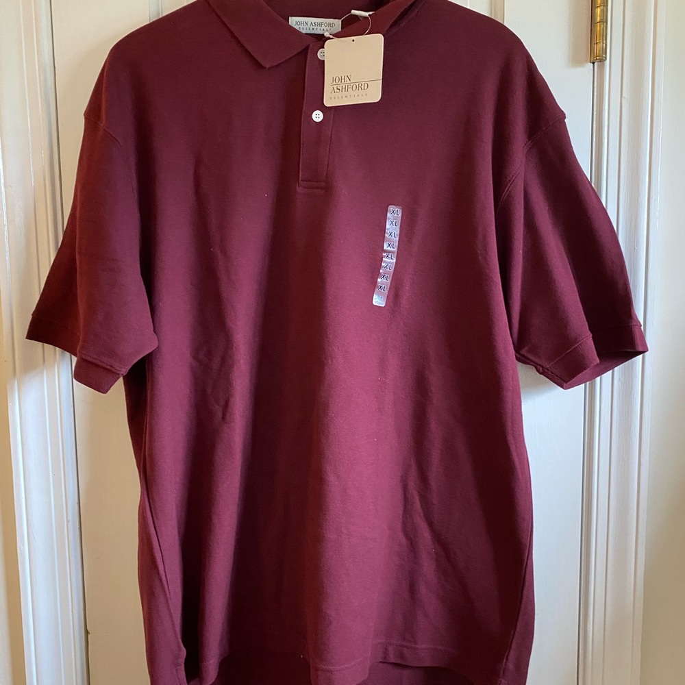 Men’s New XL short sleeve, John Ashford polo shirt. Burgundy.